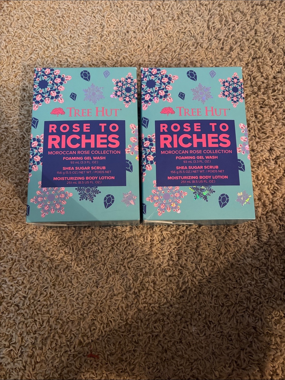 Brand new unopened Tree Hut Rose to Riches Moroccan Rose Collection -Gift Set